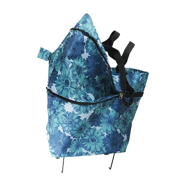 OEM/ODM Grocery Tote Zipper Reusable Foldable Wheels Shopping Bag Trolley For Supermarket