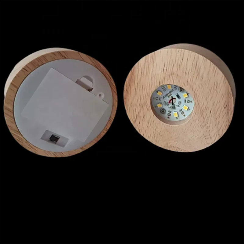 New Arrival AAA Battery Circle Wooden Lamp Holding Crystal Ball 3D Night Light Portable USB LED Lamp