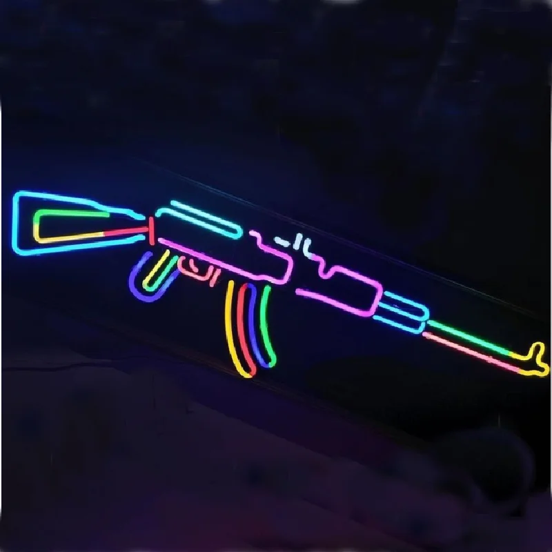 Drop Shipping Custom Neon Sign Equipment Led Sign Ak 47 Neon Sign with High Quality Home Decor DC 12V Standing Square 80 CE Rohs