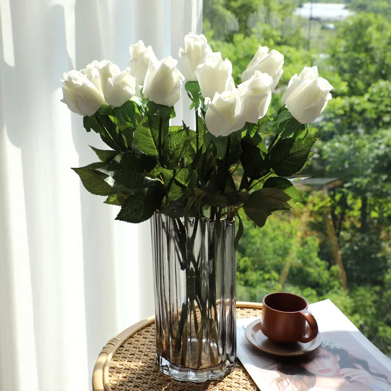 rose artificial flowers manufacturers bulk wholesale high quality red plastic latex artificial flowers decor