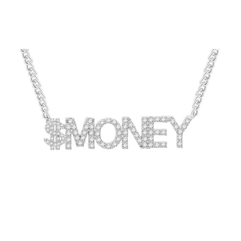 
Trending hot fashion design white plated custom personalized name necklace 