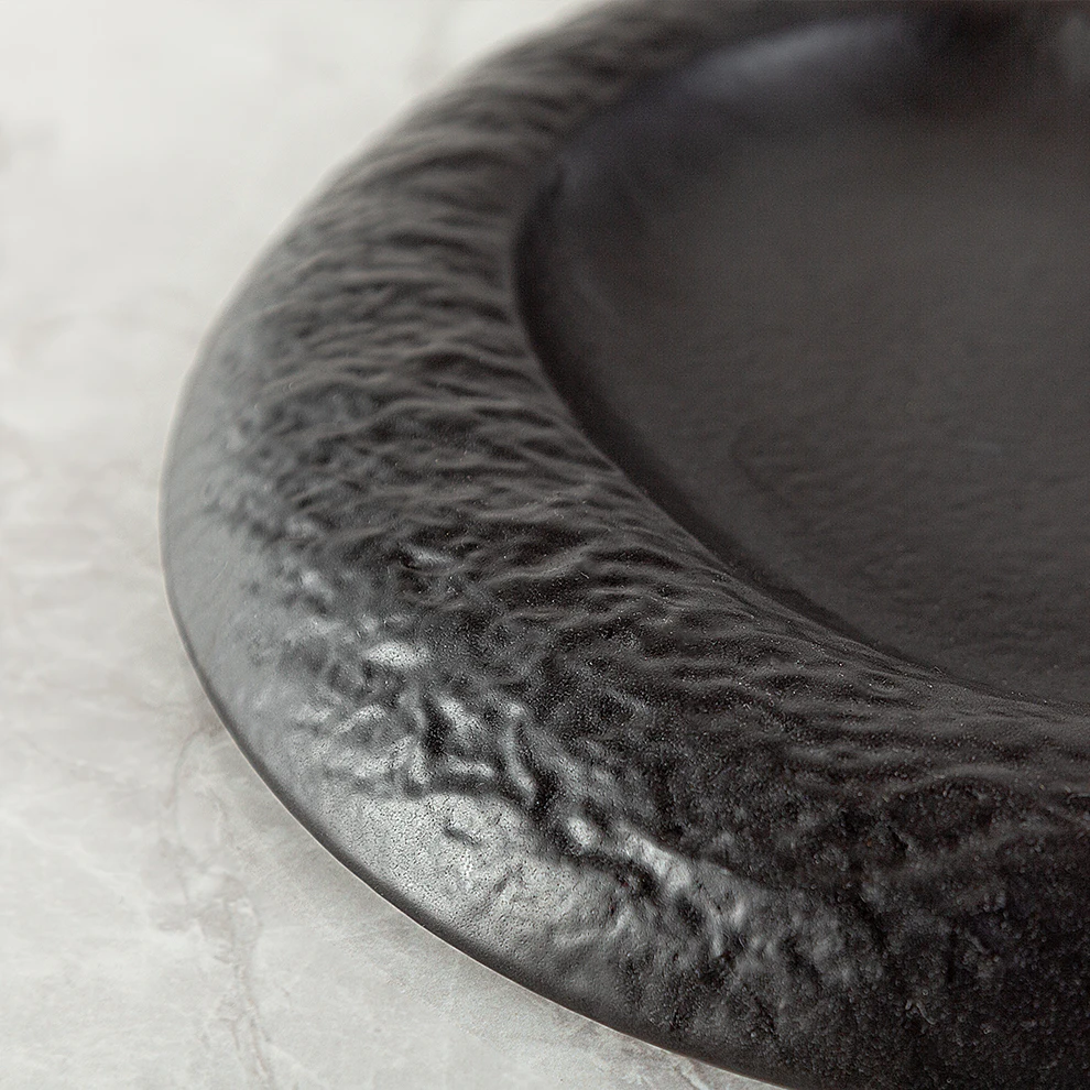 Buffets Dinning round design hand ceramic plates sets Embossed Stone Grain dinnerware tableware Ceramic Plates For Restaurant