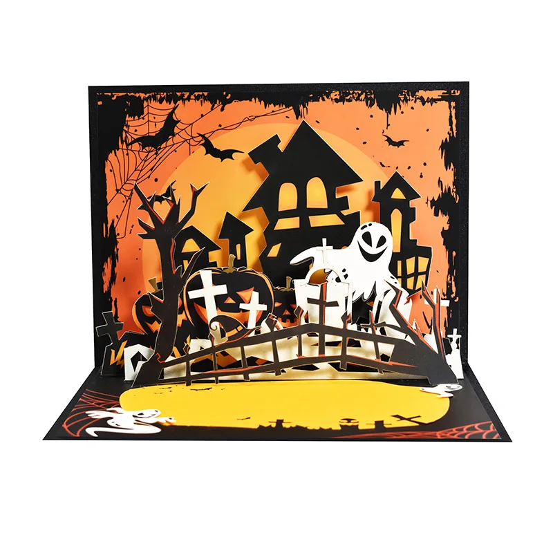 3D Pop Up Card Laser Cutting Handmade 3D Pop Up Card Card For Halloween Eco-friendly