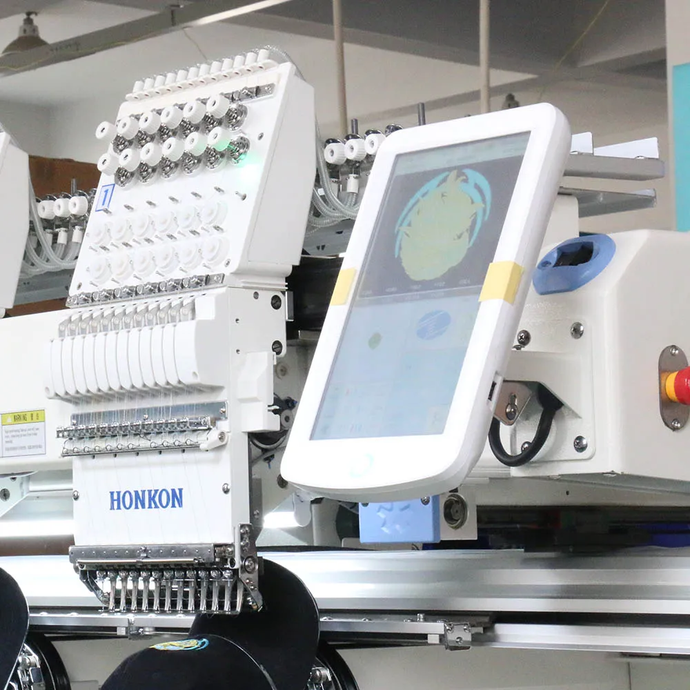 Single Head 12 Needle Household Embroidery Machine HK-1201 1501 500*400mm Embroidery Area Automatic DBX5 11~16# 2500spm HONKON
