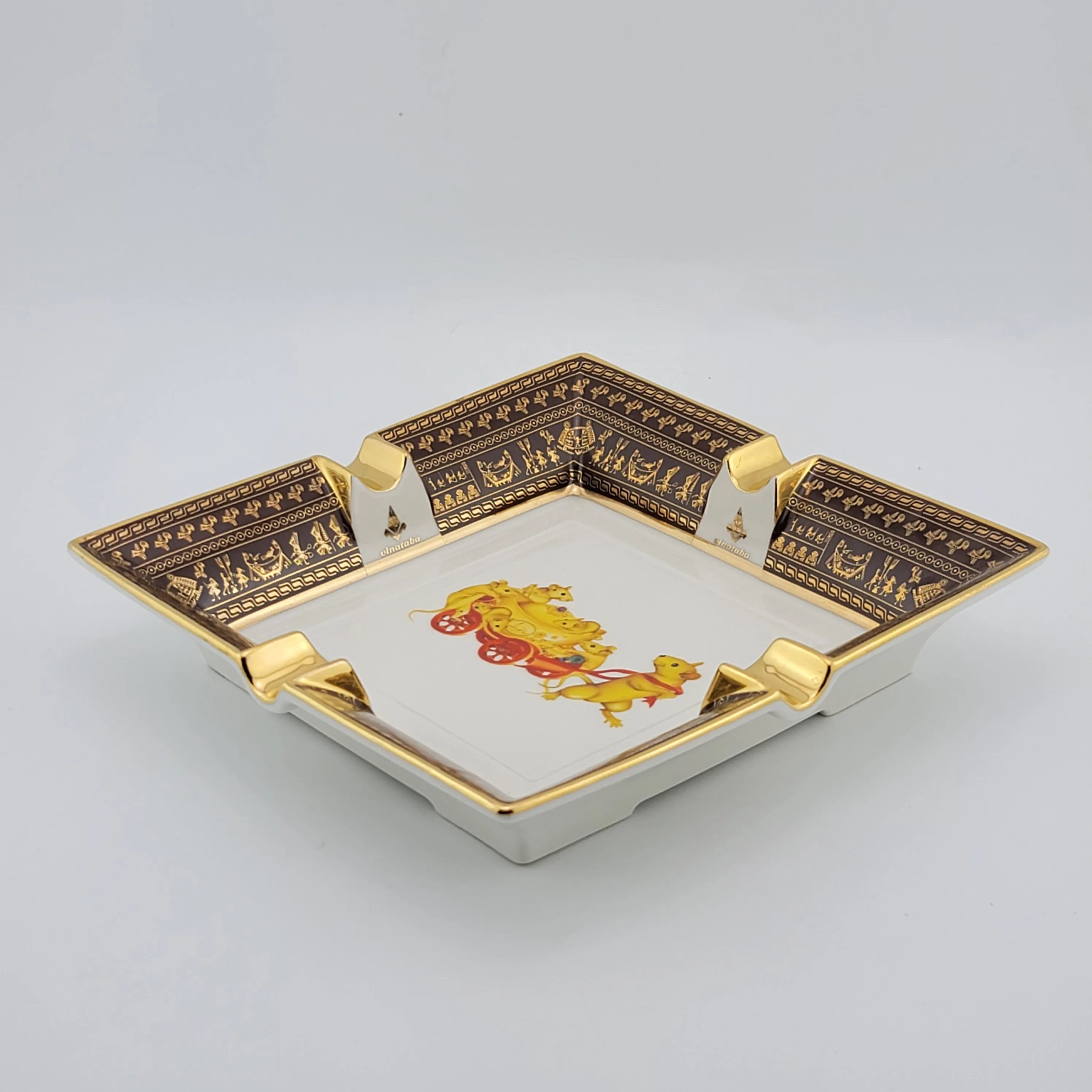 Luxury Hotel Bar Office Custom Logo Square Large Ceramic Cigar Ashtray