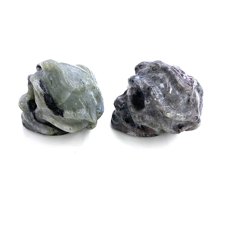 Wholesale Natural Crystal skull crafts statue Quartz Flame Stone skull with snake Carvings for home decoration