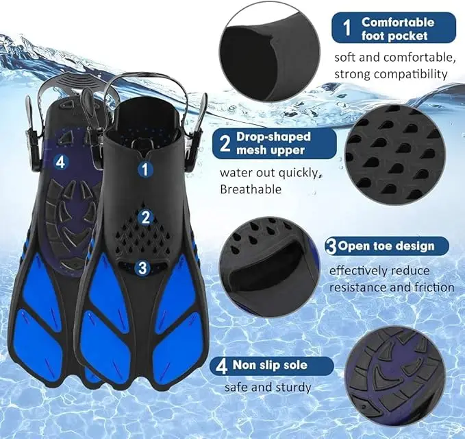 Factory-issued Snorkel Swim Diving Fins Flippers Professional Durable Rubber Silicone TPR Material Adult Scuba Scuba Diving