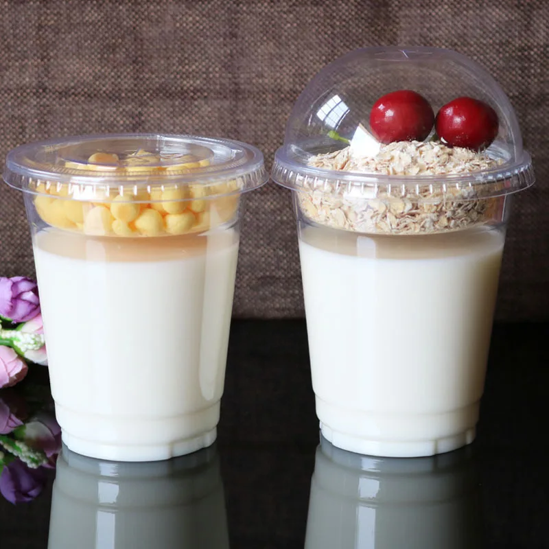 Disposable Cup Wholesale 360ml Double Layer Yogurt With Inner Tray Ice Cream Plastic Yogurt Cup