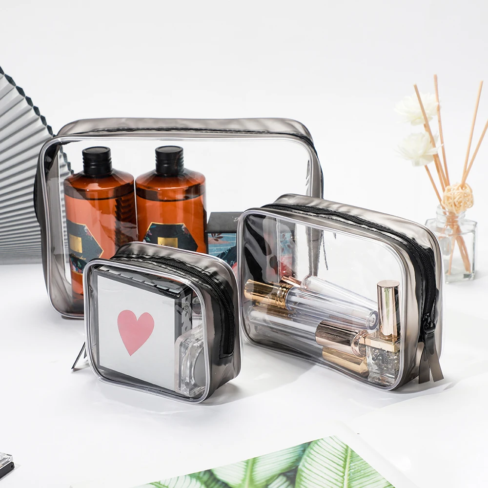 Women Waterproof Large Capacity Travel Cosmetic Bag Portable Eco Friendly Transparent Makeup Bag With Zipper