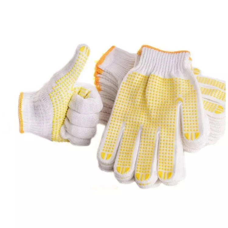 Yellow Dotted Coated Labor Protective Construction Mechanical Industrial Safety Work Knitted Gloves