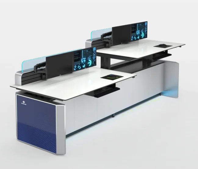 kesino latest design commercial furniture control room console lifting dispatch office desk height adjustable operator console