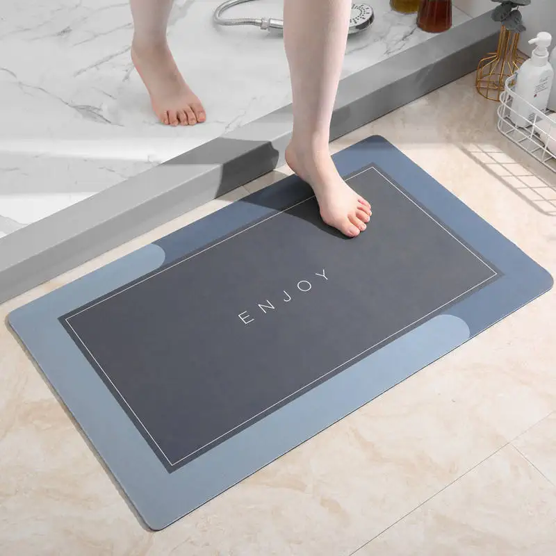 Custom Size Bathroom Carpets Water Absorbent Bathroom Rugs Diatom Floor Rubber Bath Mat Diatomite Bath Mats
