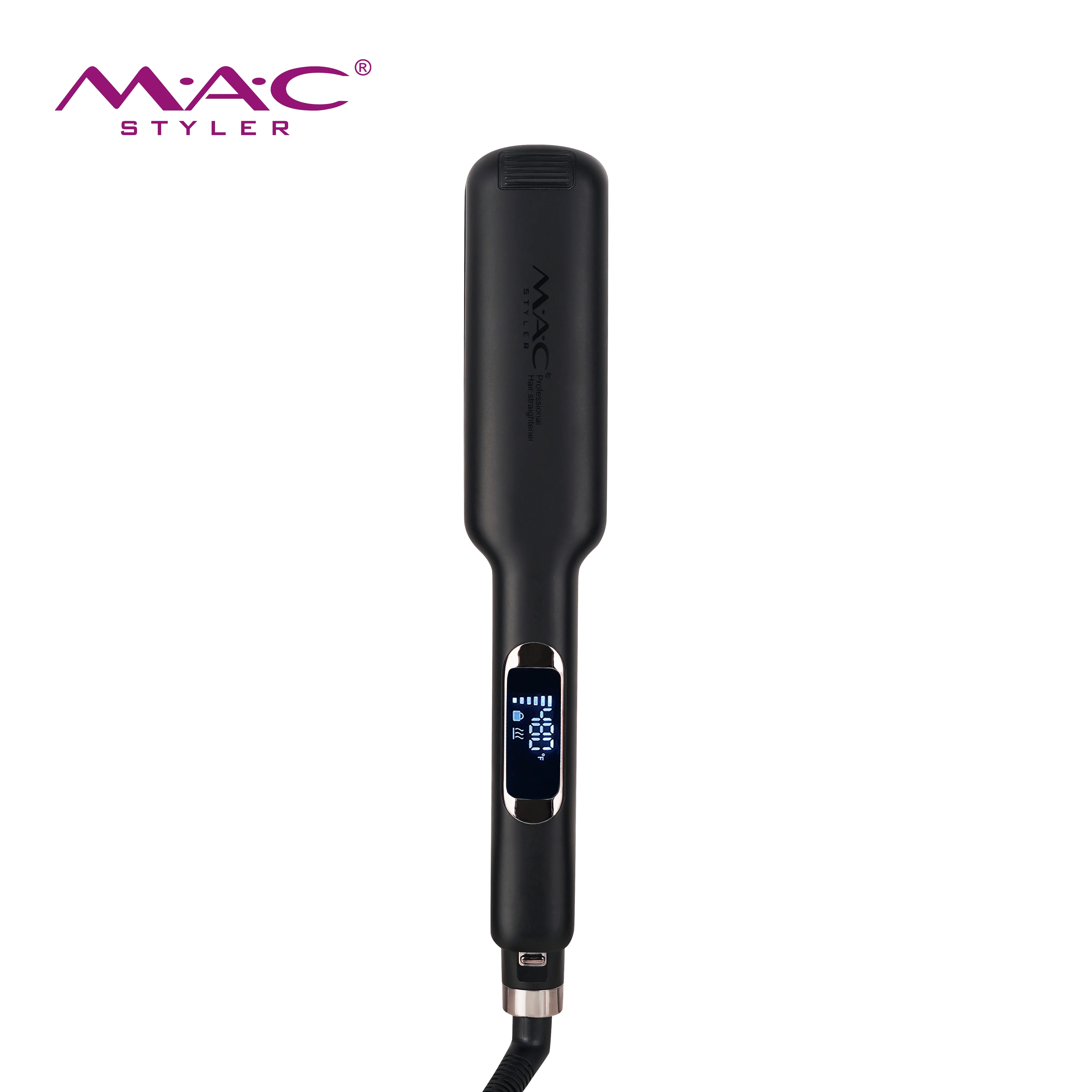 MAC Private Label Lcd Mch Fast Heat 1.6 Inch Wide Multi Function Hair Straightening Titanium Hair Flat Iron 480F