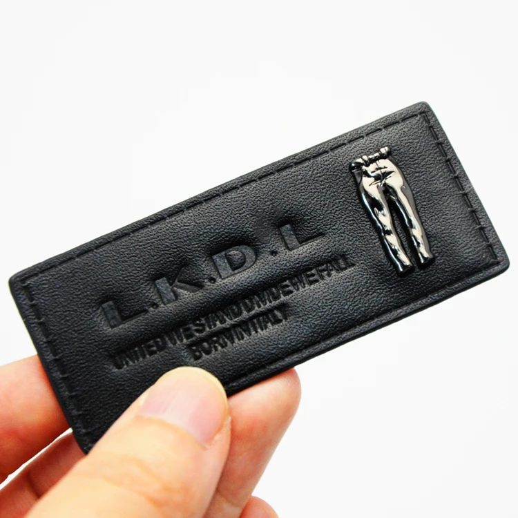 Custom Emboss leather bags labels brand metal logo leather patches