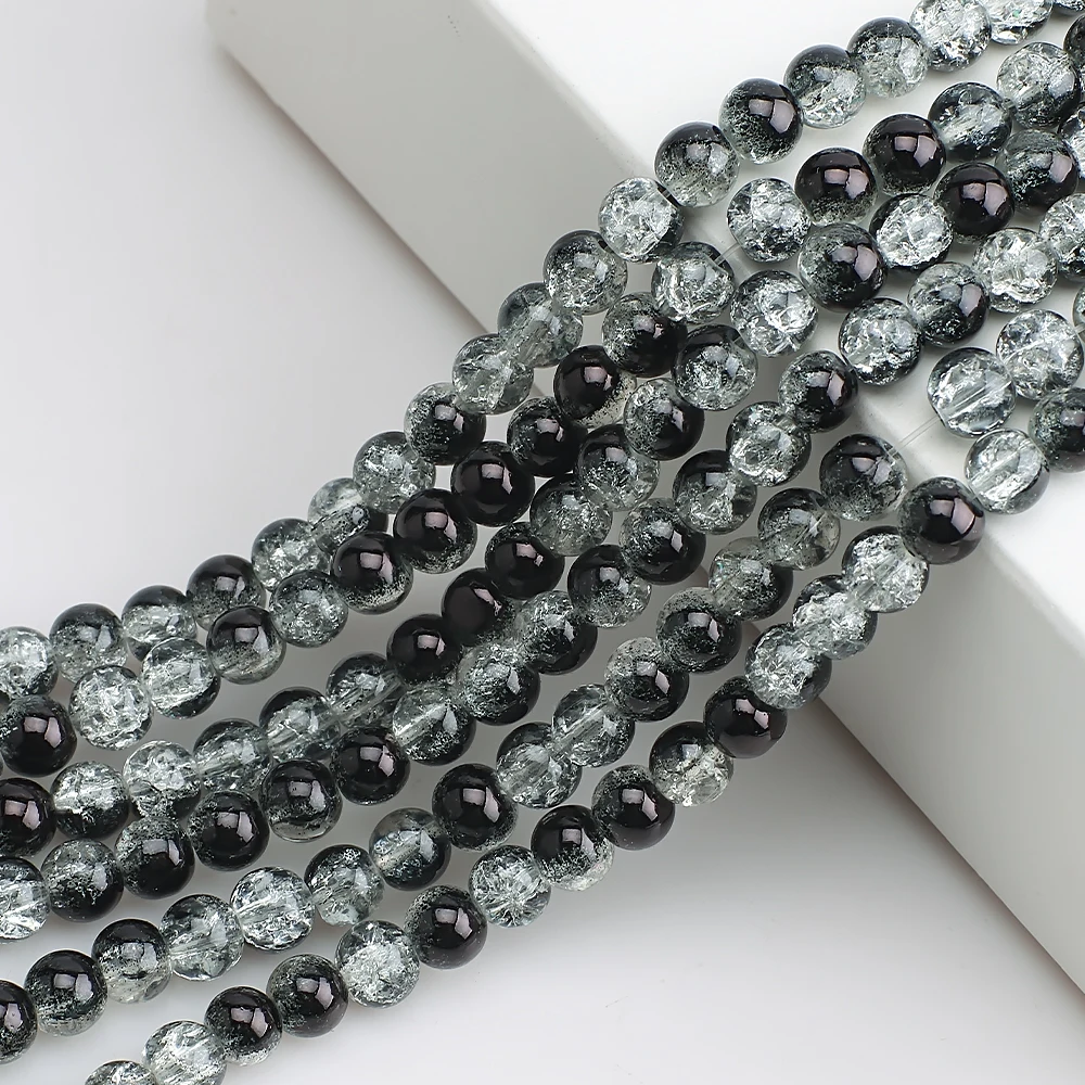 Floral glass beads ice crackle beads DIY wedding clothes bracelet decoration crystal round beads for jewelry making