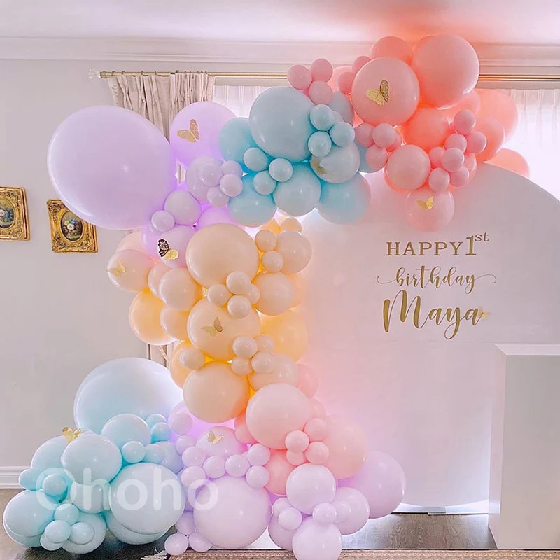162pcs Pastel Balloons Garland Kit Candy Macaron Rainbow 1st Birthday Party Balloon Arch Set Wedding Party Supplies