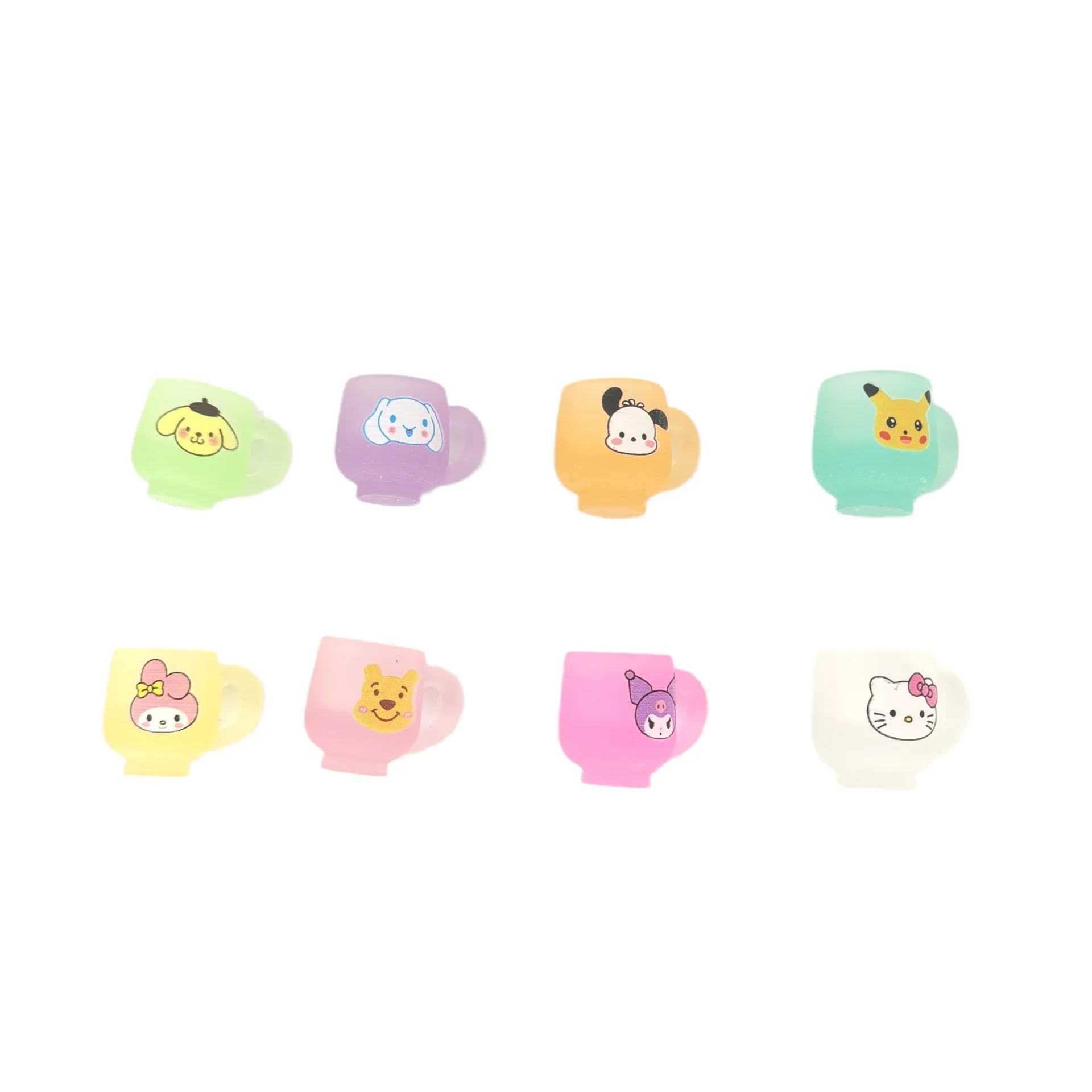 Glow in Dark Resin Charms Cartoon 3D Cup San rio Kitty Diy Decoration