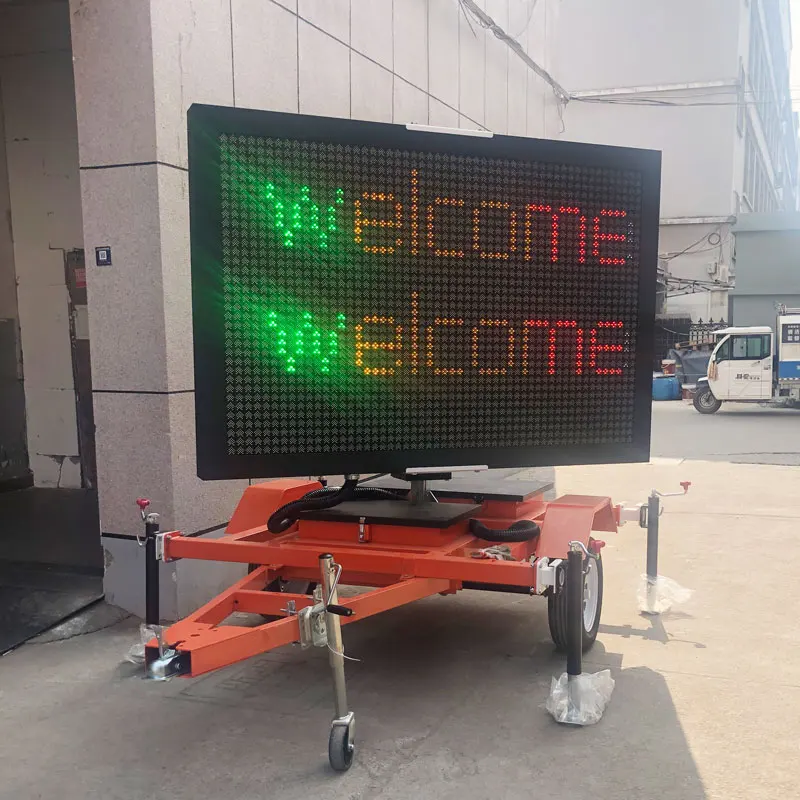 5 Color Traffic Signal Sign Screens Trailer Mounted Variable Message Display Control Traction Moving Vms
