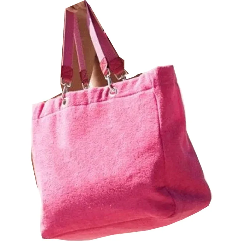 Womens Summer Large Beach Handbag Personalized Oversized Terry Towelling Tote Bag Striped Terry Towelling Beach Tote Bag