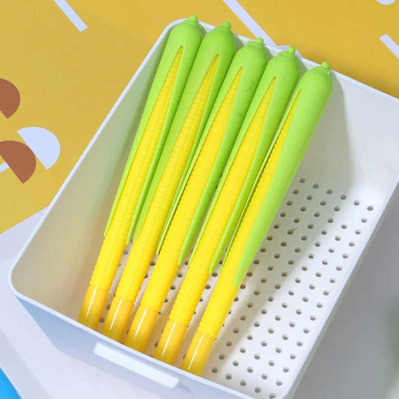 Wholesale Stationery Bulk Creative Cute Corn-shaped Students Write 0.5mm Black Ink Pen Gel Neutral Pen