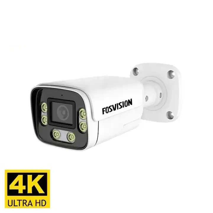 Fosvision Hd Ip Poe 8MP Camera Night Vision Outdoor Ir Security Waterproof Surveillance 8mp 4K Bullet Cctv Full Color Camera 265