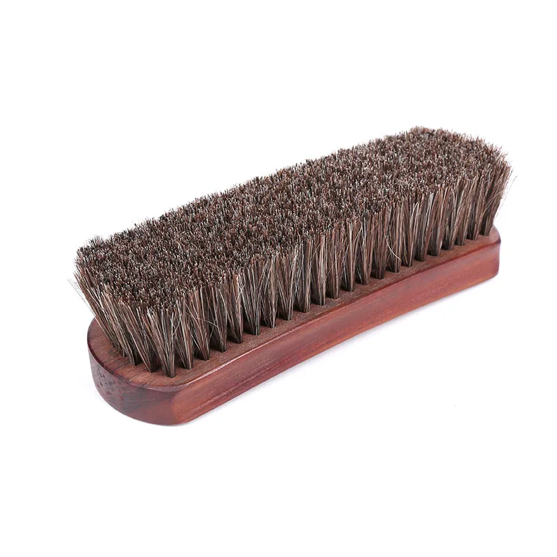 Amazon hot sale fashion horsehair shoe brush 17cm wood brush for shoe cleaning