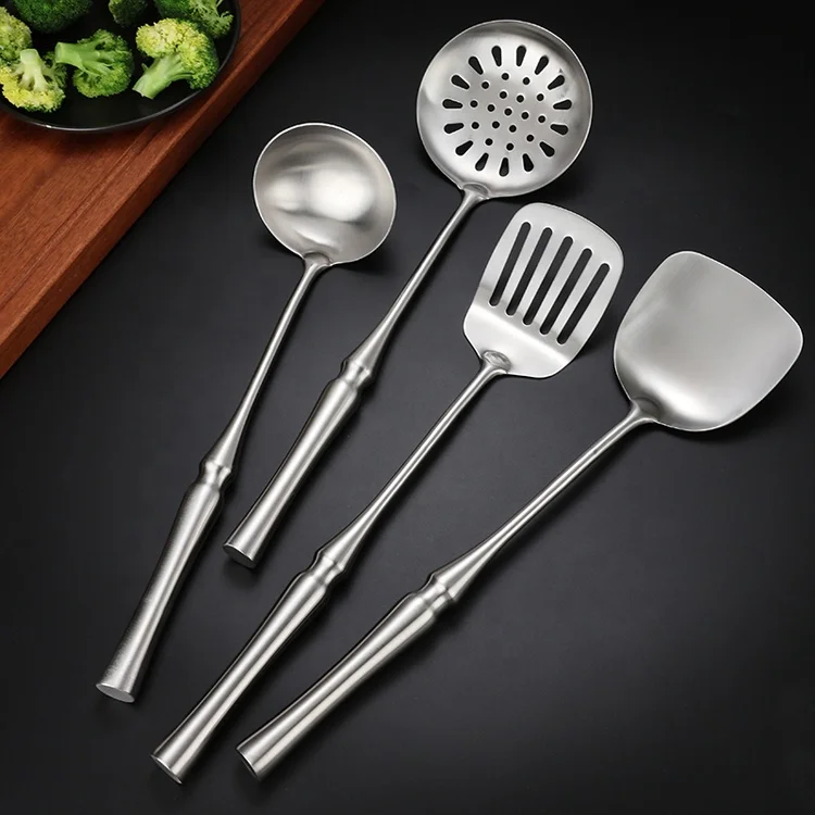 Wholesale kitchen accessories tool label slotted spatula cooking tool set stainless steel kitchen utensil