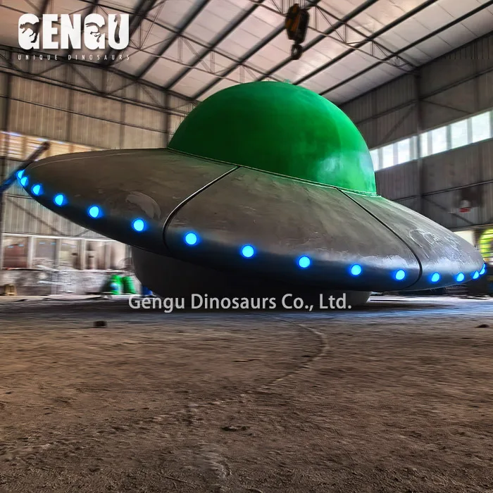 Flying Saucer Aircraft With Lighting High Quality Artifical Big Size UFO Statue Customized Fiberglass Model