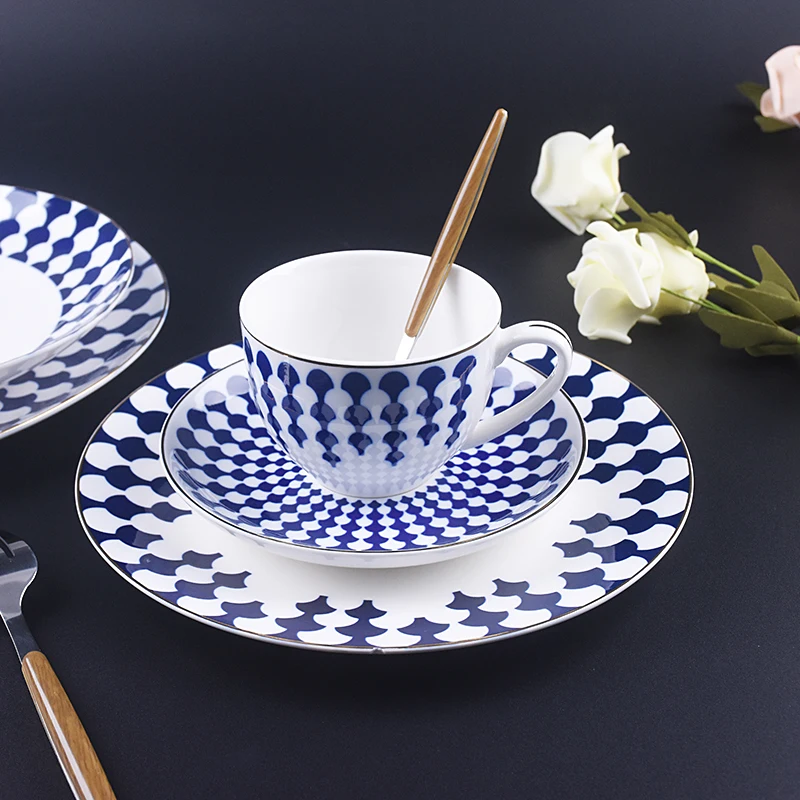 Premium ceramic Coffee Tea Sets Perfect Cup and Saucer for lunch tea, porcelain new bone china with unique design and gold rim