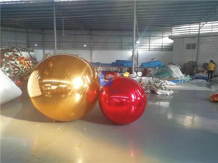 highly reflective supersized hot sale PVC inflatable metallic sealed gold/silver mirror ball sphere for X mas decoration