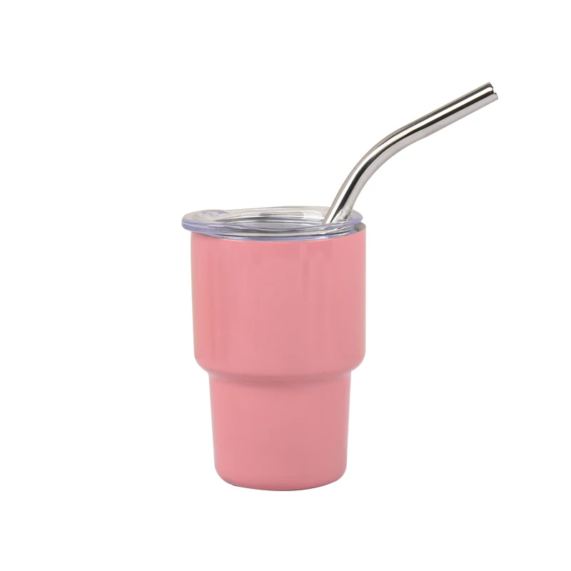HYB OEM Mini 2 Ounce Double Wall Vacuum Tumbler Stainless Steel Insulated Tumbler with Lid and Straw Shot Glasses