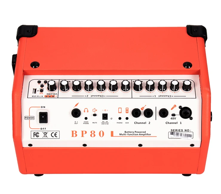 Music Instruments Factory 80W Speakers Outdoor Bluetooth Busking Rechargeable PA Amplifier Acoustic Guitar Combo