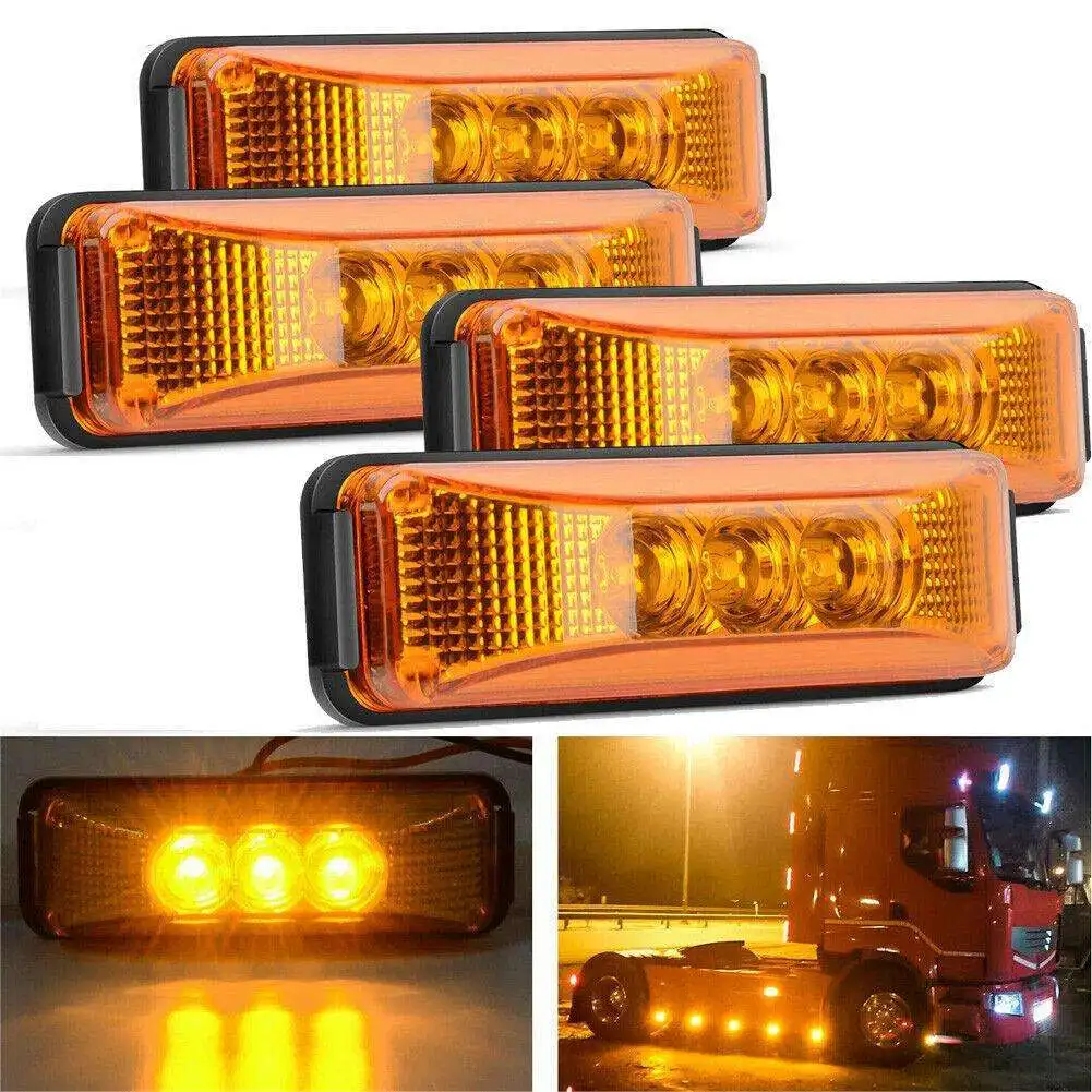 4 inch x1 inch 3 LED Side Marker Light Indicator Lamp  LED Marker & Clearance Light truck side maker lights Trailer Truck Fender