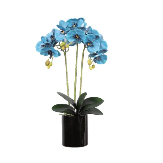 New Design Flowers Artificial Orchid Artificial Butterfly Orchid With Black Pot