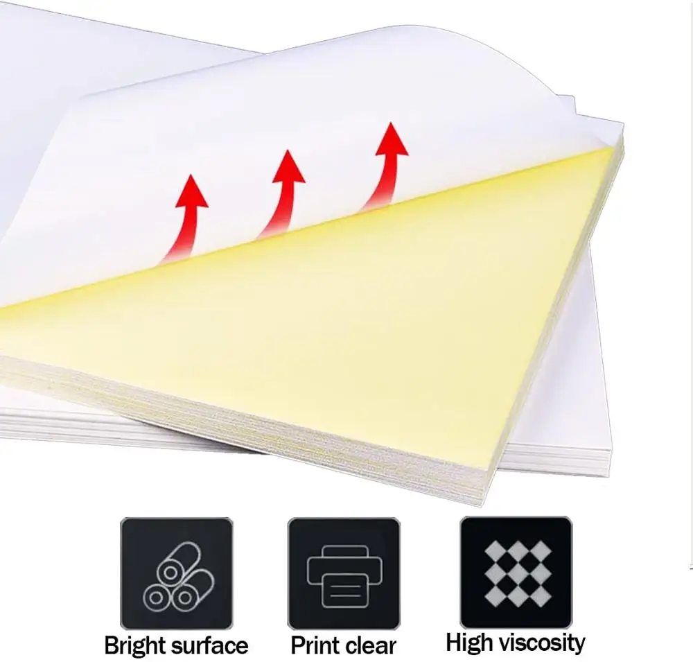 
A4 Size Gloss synthetic Quality Adhesive Sticker Paper Full Sheet Label Compatible For Inkjet Printer 