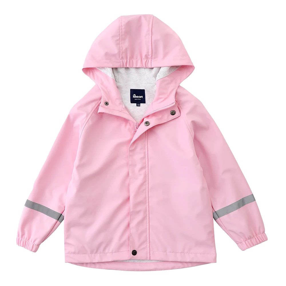 Boys Girls Cotton Lined Waterproof Rain Jackets Hooded Windbreaker Kids Outdoor Waterproof Jacket
