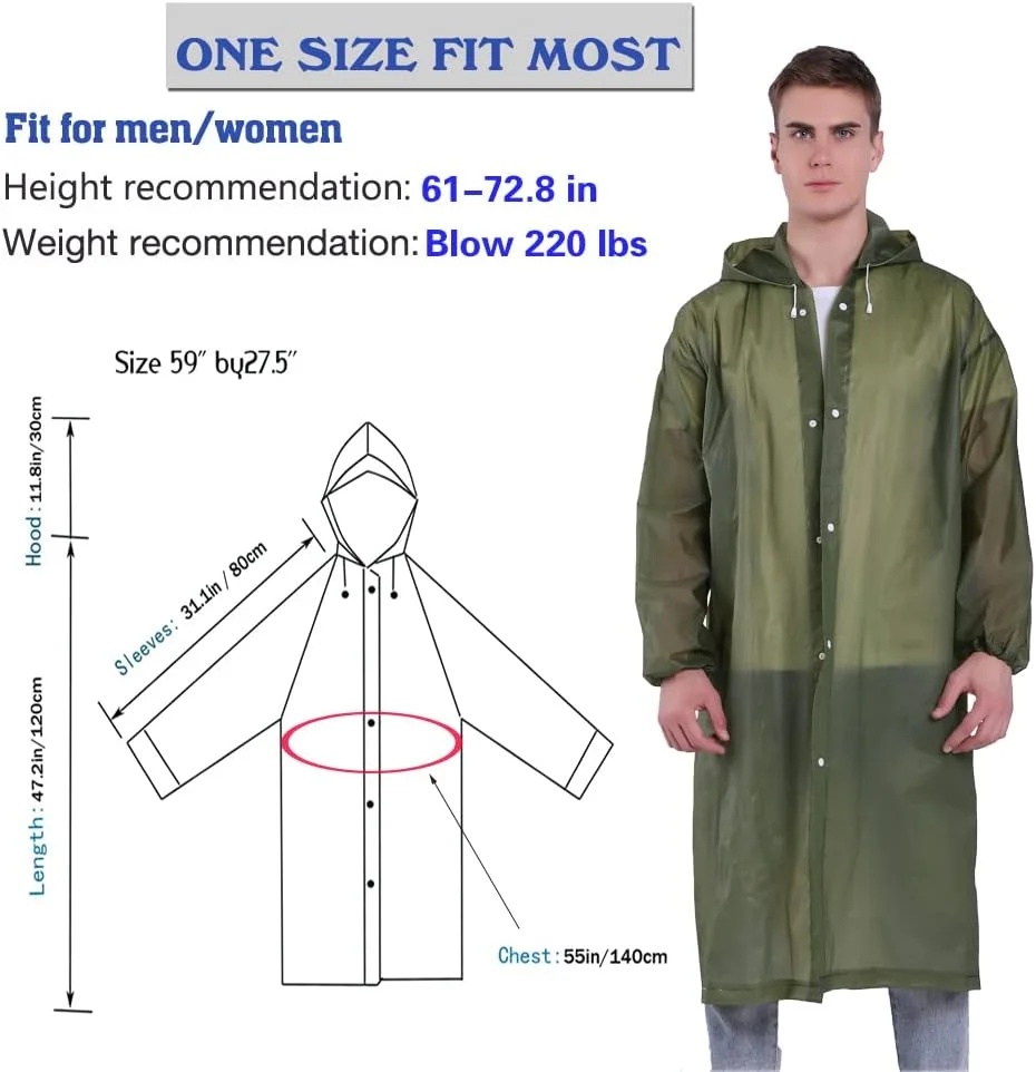 Wholesale Custom Oem Long Sports Rain Coats Reusable Waterproof EVA Raincoat Manufacturers Custom Lightweight Adults