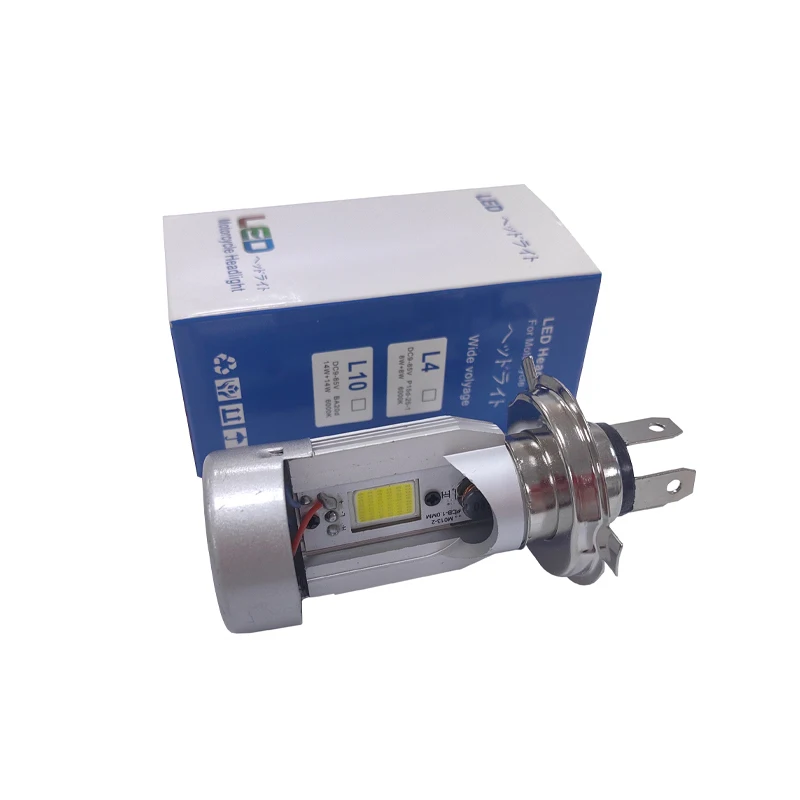 Cross-border F4 motorcycle light COB with aperture LED headlight H4 integrated built-in double claw BA20D