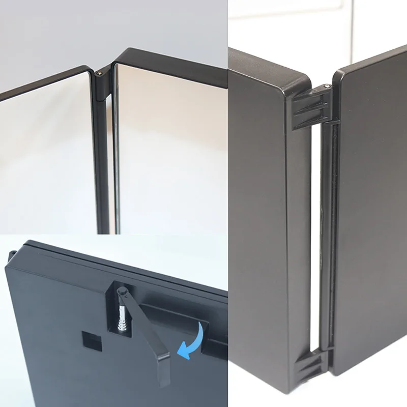 tri fold mirror Wall Mounted   hot selling China factory full length tri-folding mirror For Hair Cutting Self Haircut
