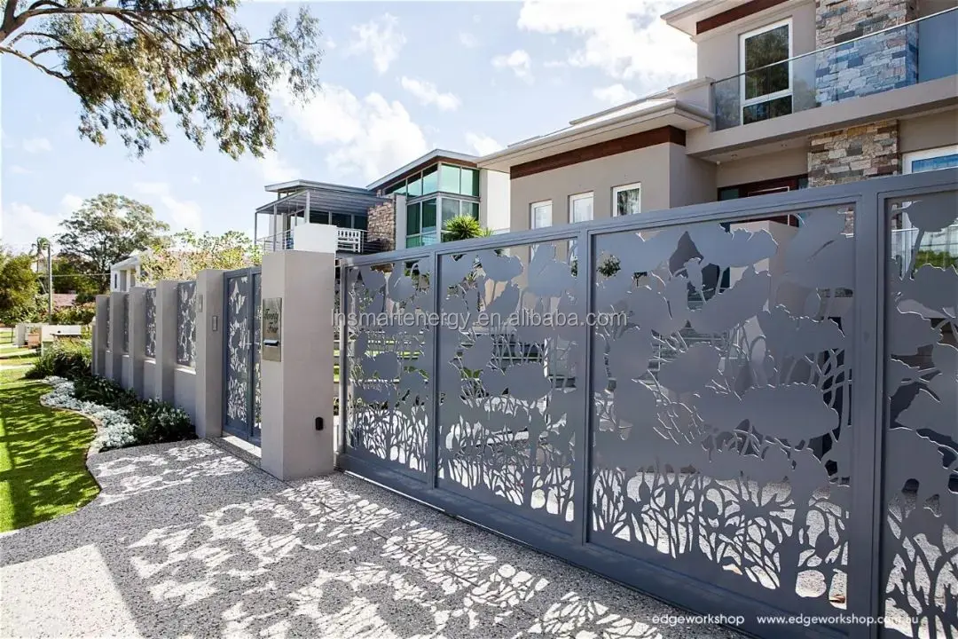 Powder Coated Single Double Garden Gate and Poles Style Fence Style Steel Waterproof Aluminum Laser Cut Aluminum Fencing