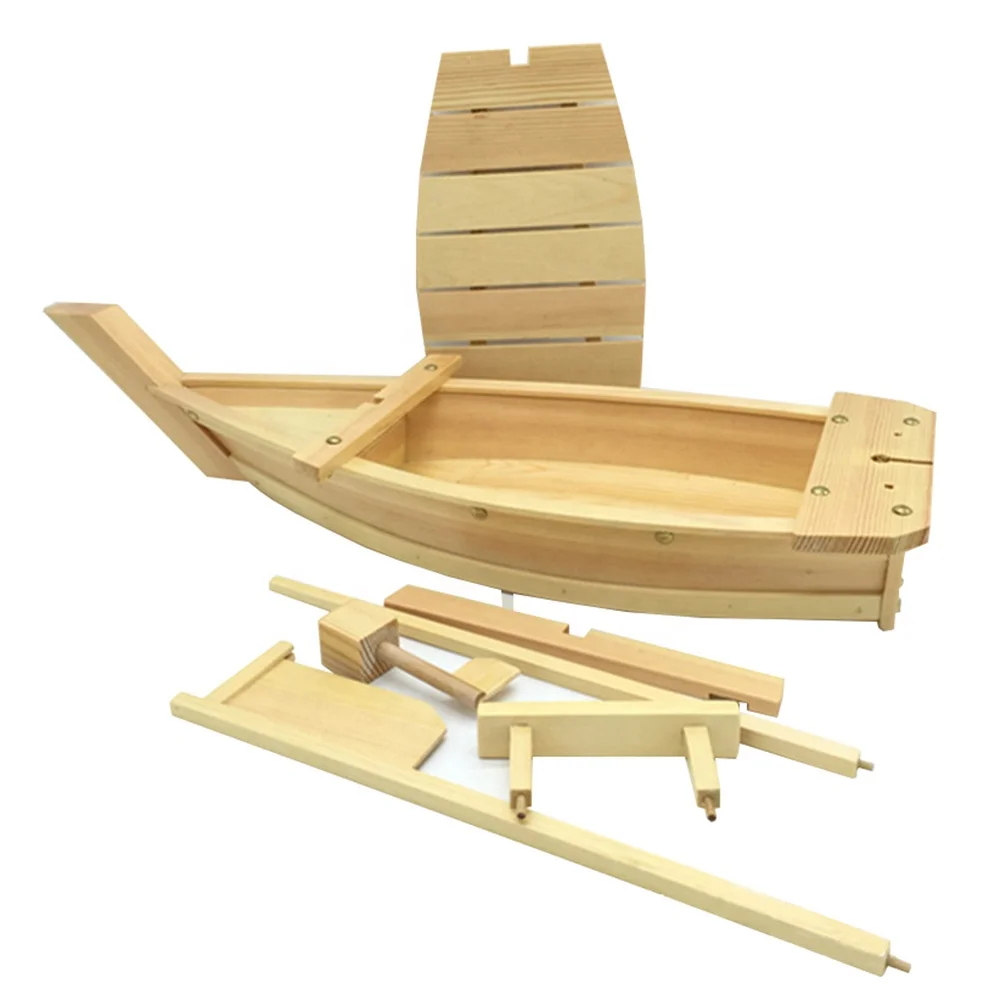 
japanese sushi serving plate wooden sushi boat wholesale 