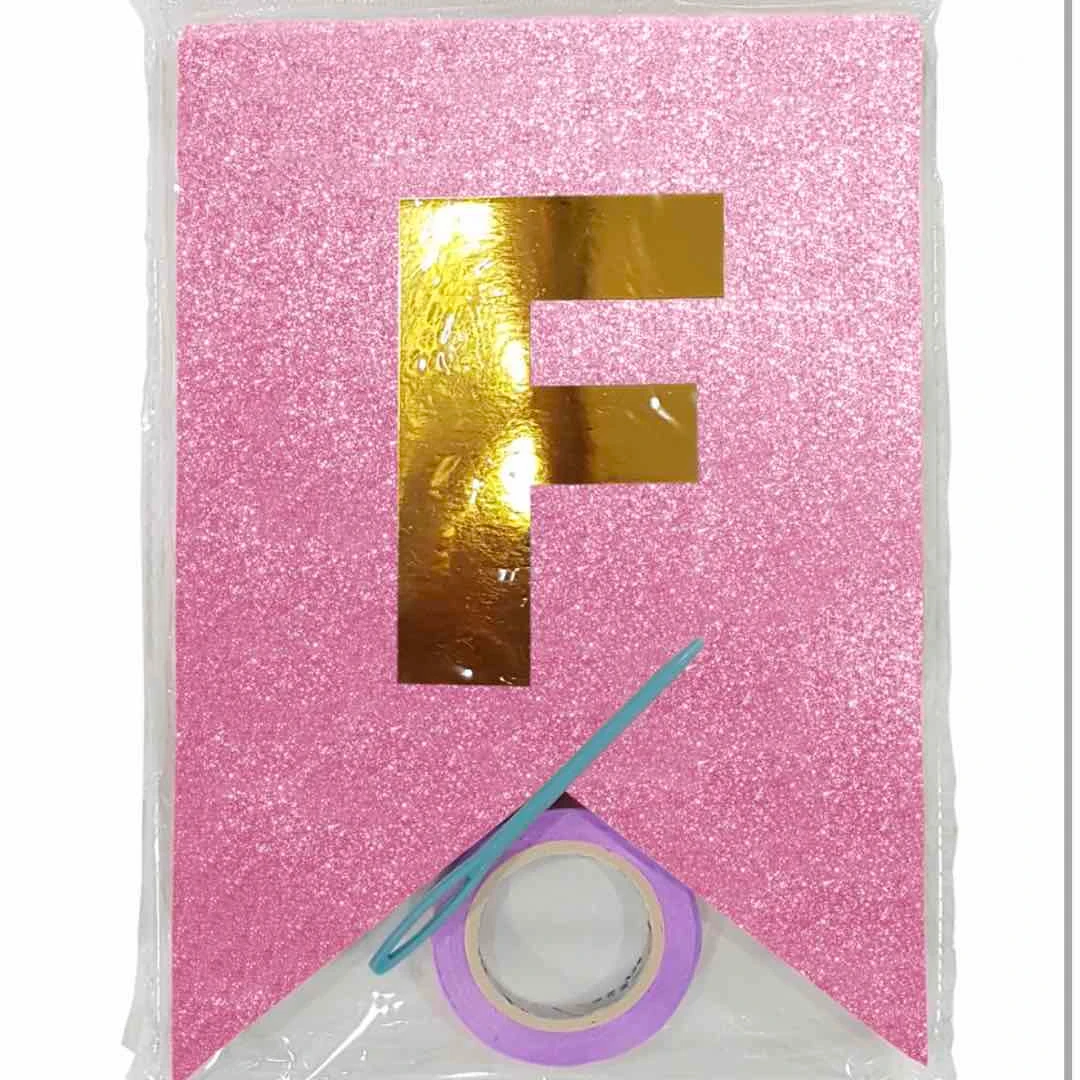 Hot selling birthday party banners gilt pull flag party decoration customized