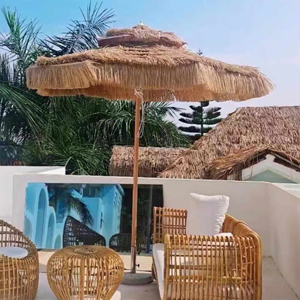 OEM Umbrellas Thatch Patio Umbrellas Tropical Palapa,Raffia Hut Hawaiian Hula Beach Umbrellas/