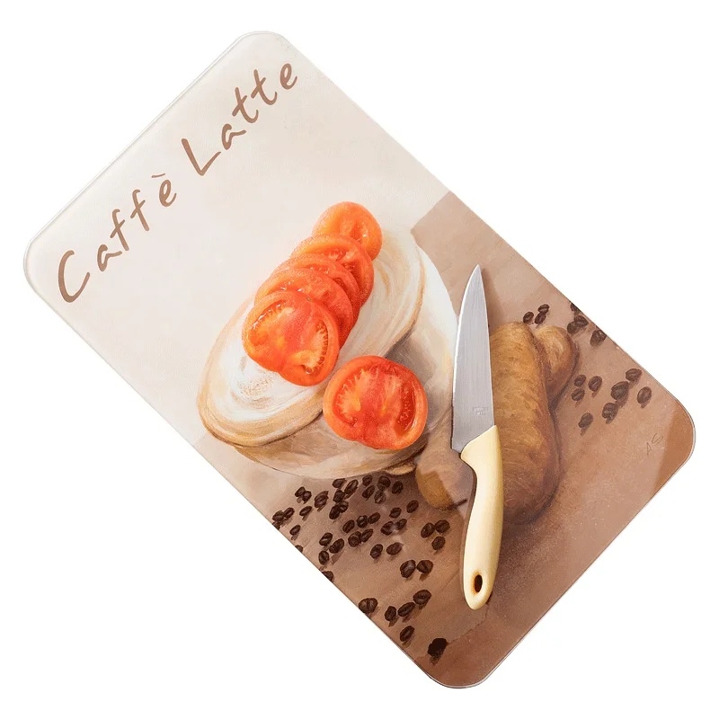 Custom Size Tempered Glass Cutting Chopping Board with Customized Sublimation Design