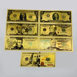 7-Piece Colorful Print US Dollar Bill Gold Foil Note Currency Money Banknotes