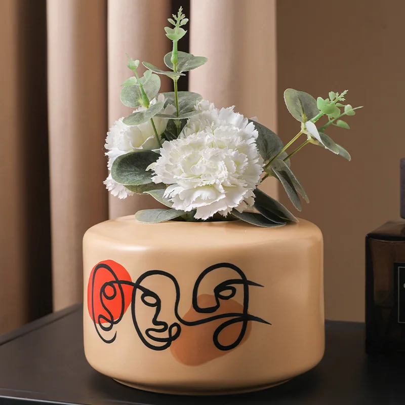 
Factory cheap wholesale custom Nordic hand painted ceramic vase home decoration 