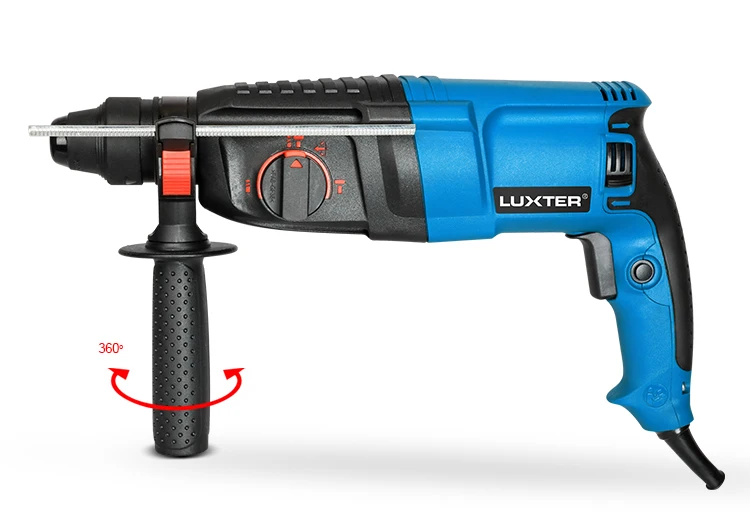 LUXTER 800W Hammer Impact Drill Power Electric Rotary Hammer 1PC Flat Chisel 1PC Point Chise