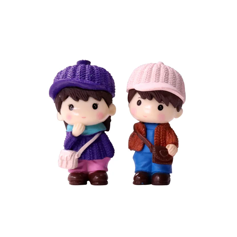 Girl+ Boy Kawaii Sweater Couple Anime People Lovely Doll Love Action Figures Cake & Home Decoration Fairy Garden Figurines