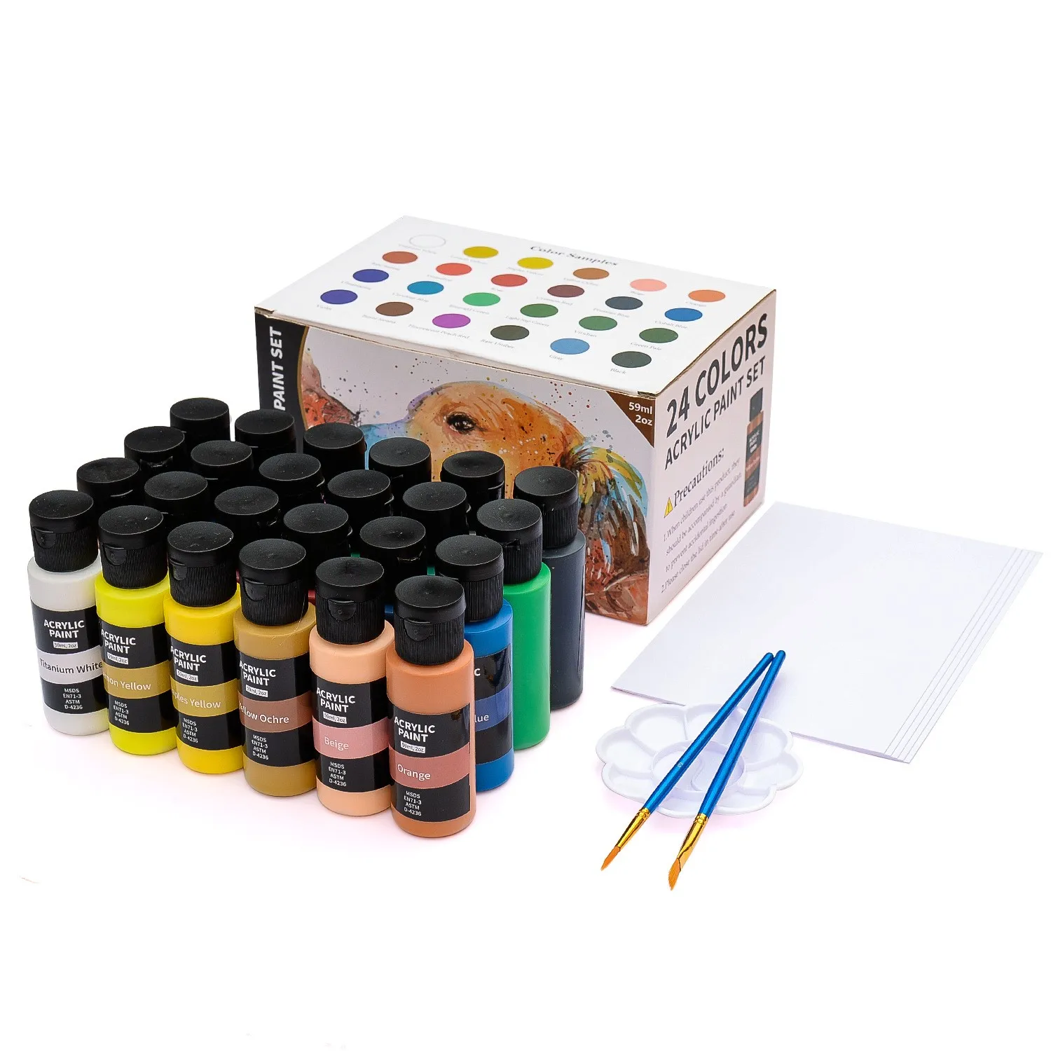 24 color 60ml acrylic pigment set with pen gift box