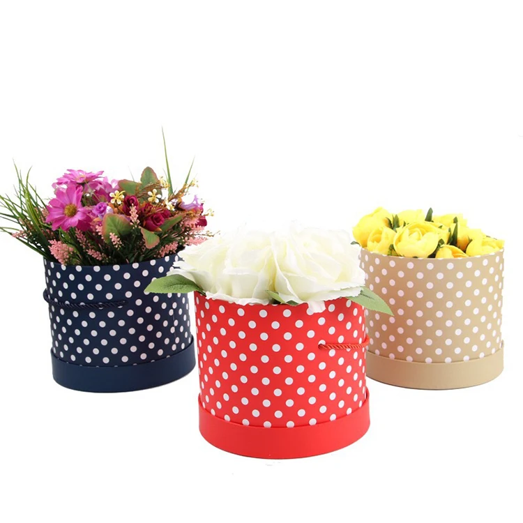 
2020 new wholesale round hemp rope solid color dot retro palace style gift box birthday gift set box flower box 